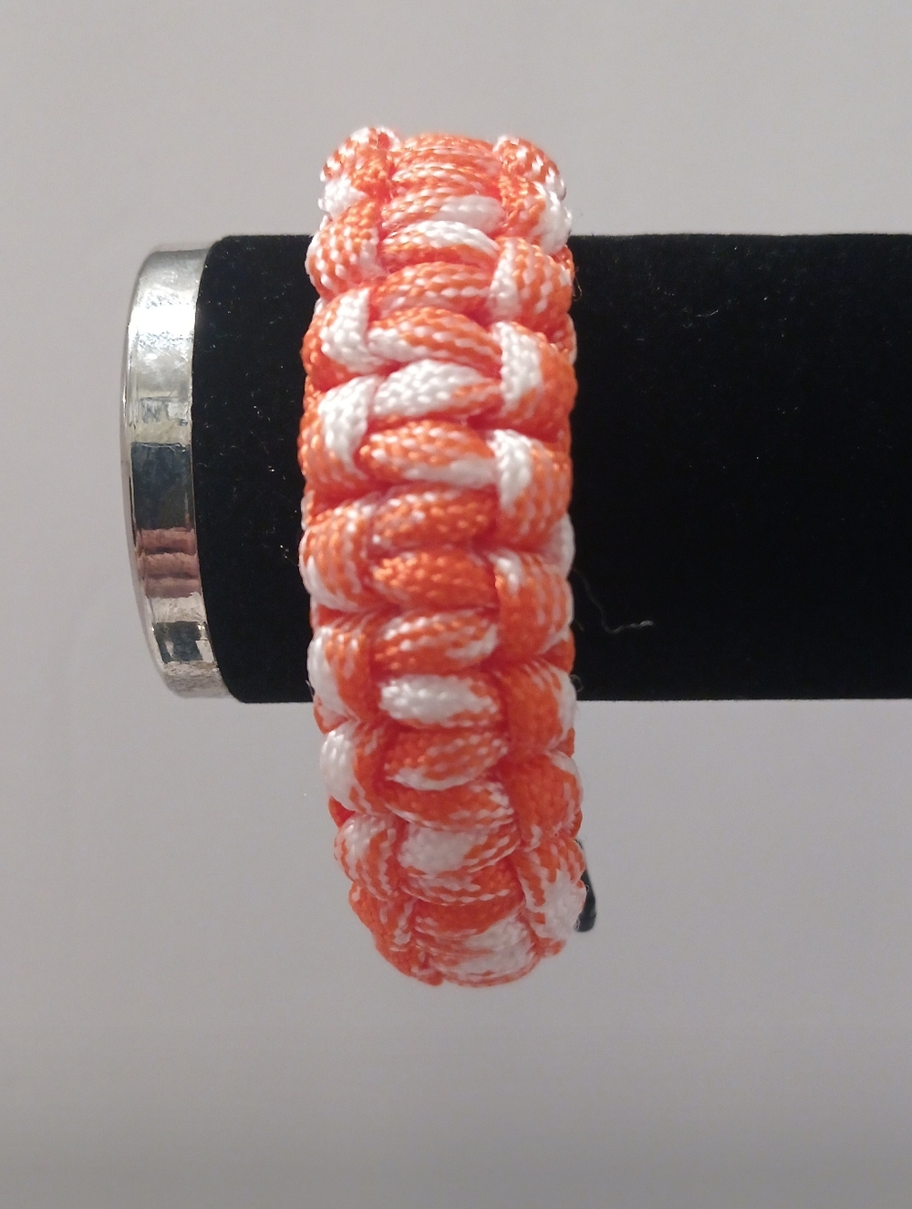 Handmade Orange and White Braided Paracord Bracelet